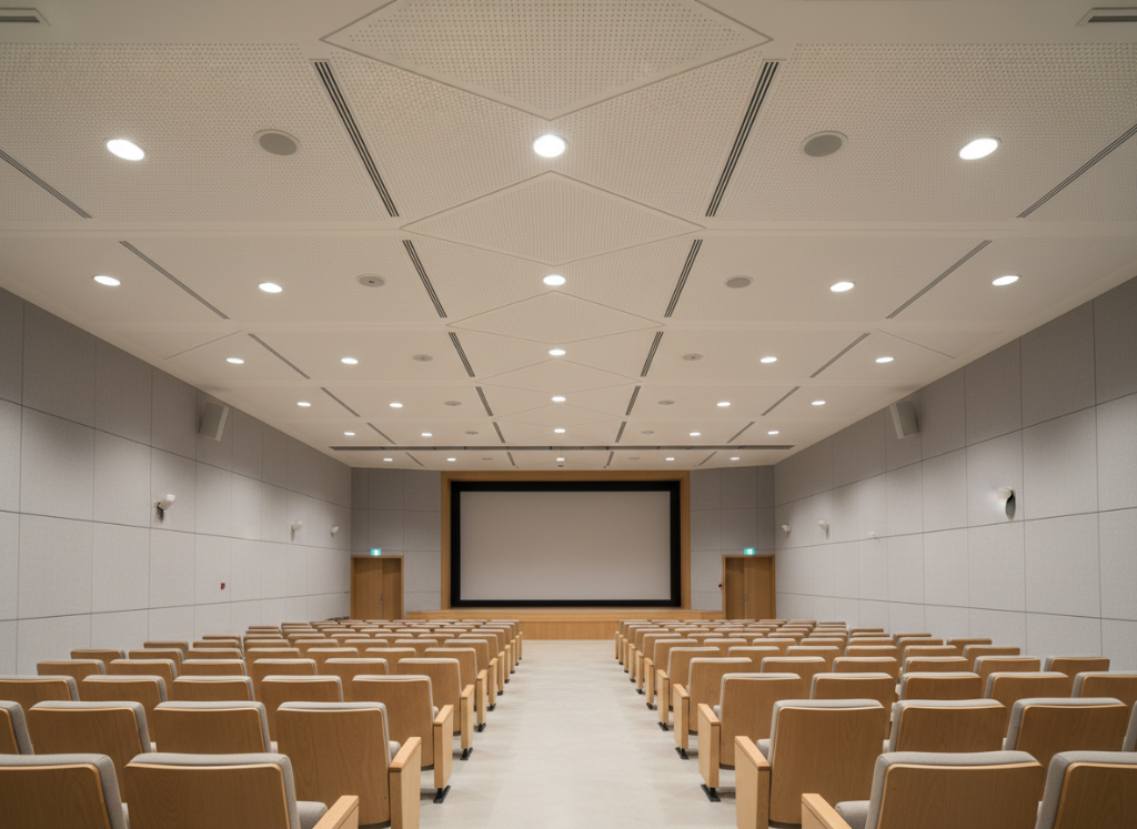 Modern GRG ceiling design with linear recesses and integrated lighting