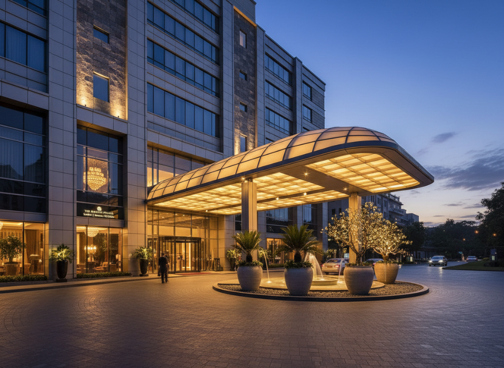 Hotel façade featuring GRP cladding and lightweight architectural components