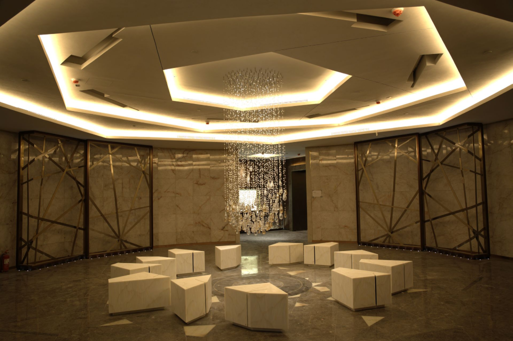 Sofitel Riyadh interior with premium GRG ceiling elements and curved bulkheads